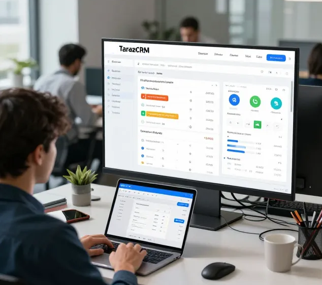 داشبورد اتوماسیون هوشمند TarazCRM با گزارشات فروش و مدیریت سرنخ‌ها