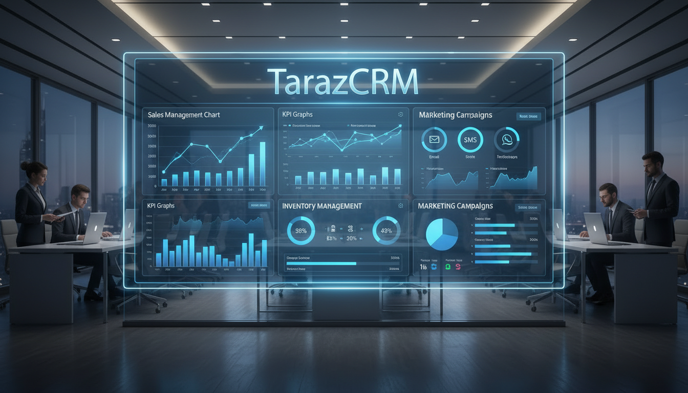 داشبورد مدیریتی و امکانات حرفه‌ای TarazCRM برای فروش، انبار و بازاریابی