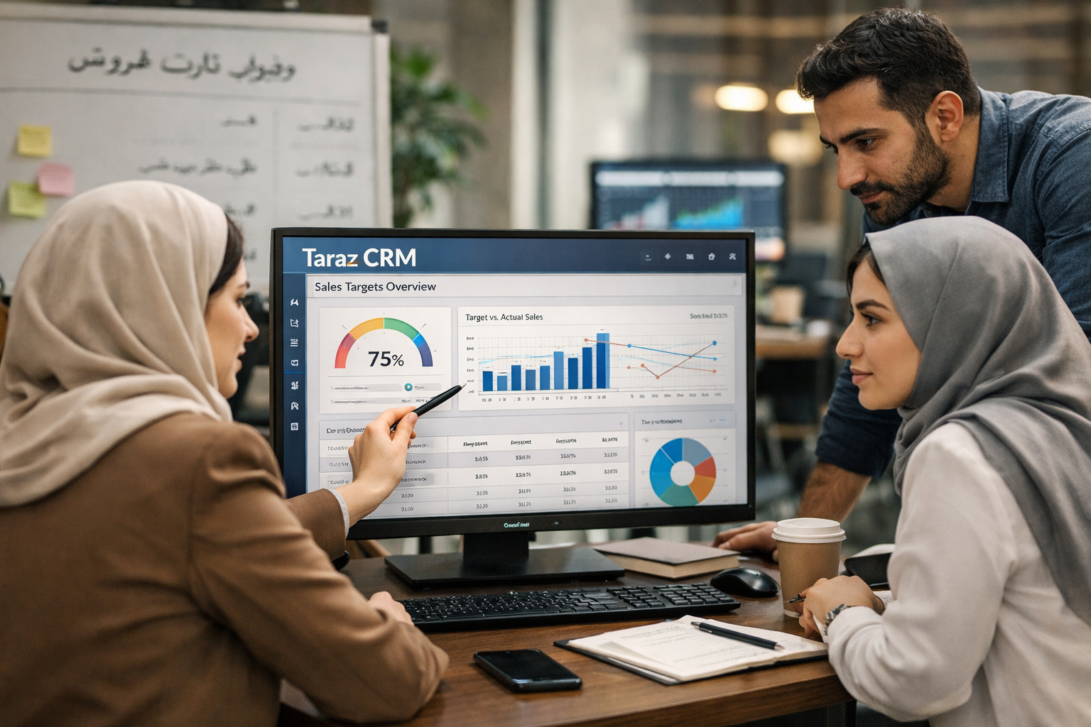داشبورد تحلیلی رهگیری تارگت فروش و پیش‌بینی درآمد در نرم افزار تراز CRM