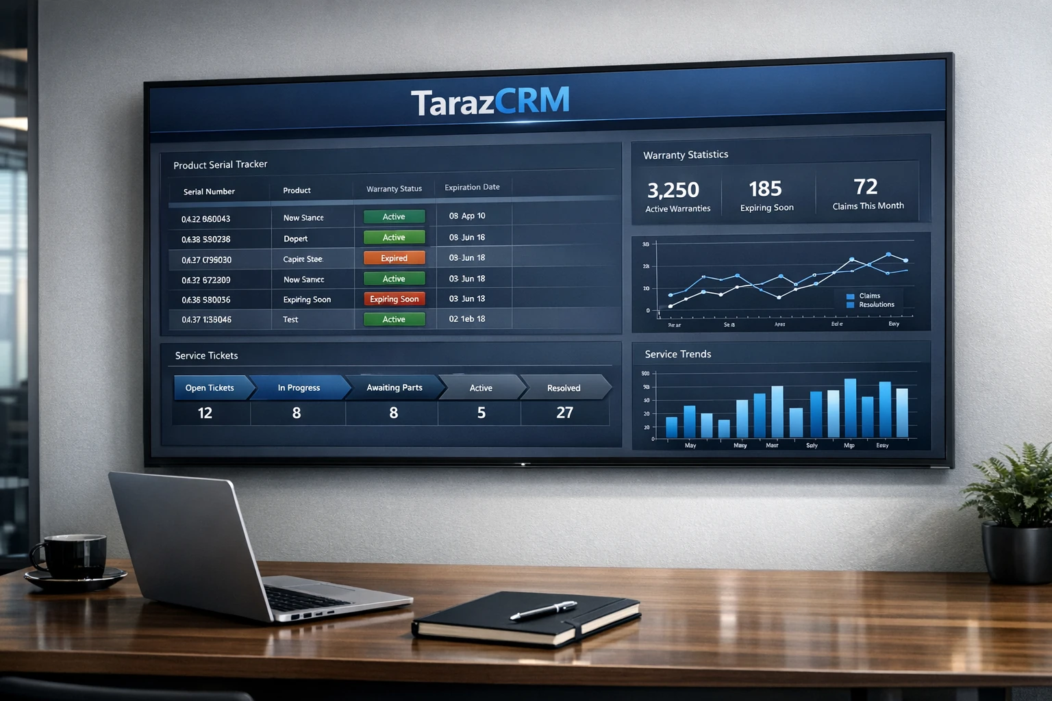 مدیریت گارانتی و وارانتی در TarazCRM با ردیابی محصولات و خدمات پس از فروش