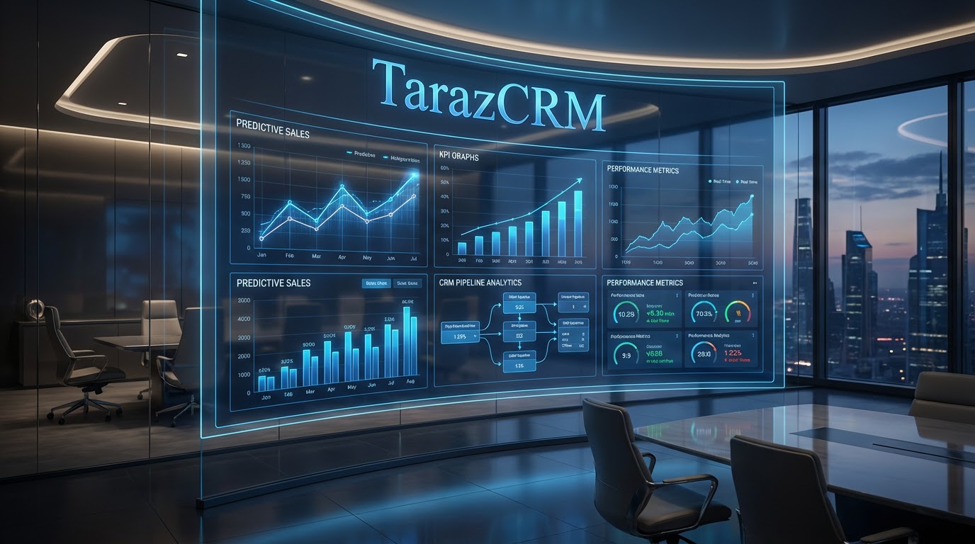 داشبورد BI در TarazCRM با تحلیل داده‌های فروش و پیش‌بینی درآمد